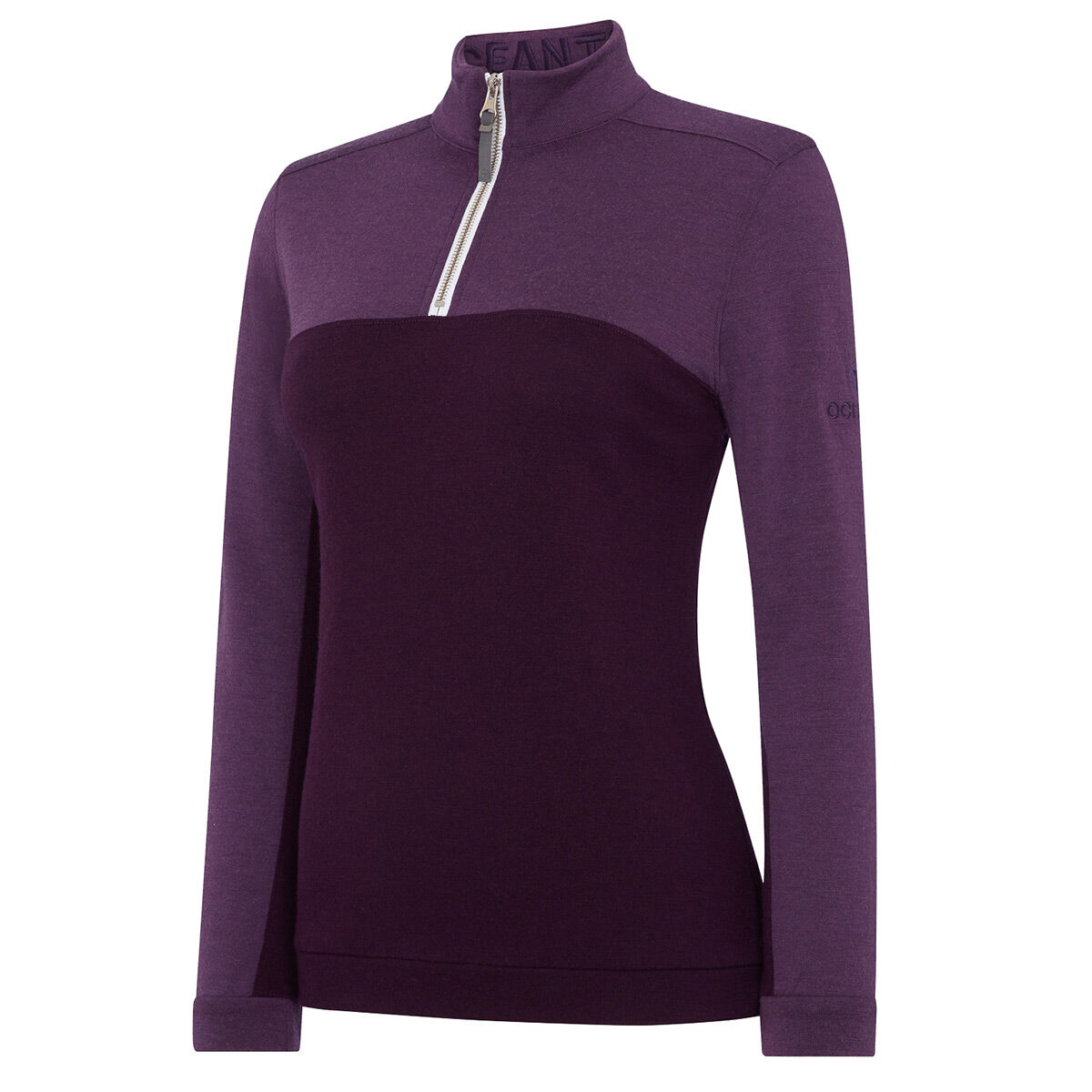 Ocean Tee Womens Purple Colour Block Manta Golf Midlayer, Size: XS | American Golf