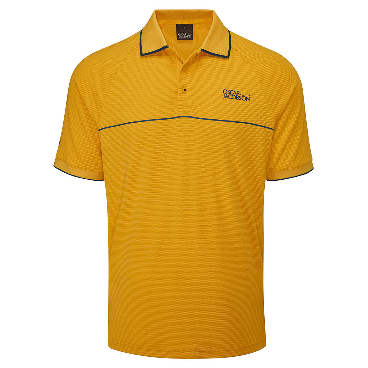 Oscar Jacobson Mens Yellow and Blue Stripe Crompton Stretch Golf Polo Shirt, Size: Large | American Golf