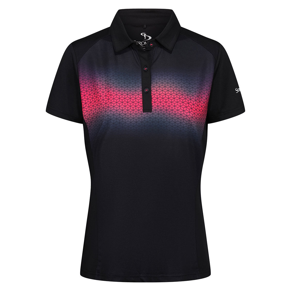 Stromberg Womens Black, Pink Lizette Print Golf Polo Shirt, Female, Tapshoe/Azalea, Size: 8 | American Golf