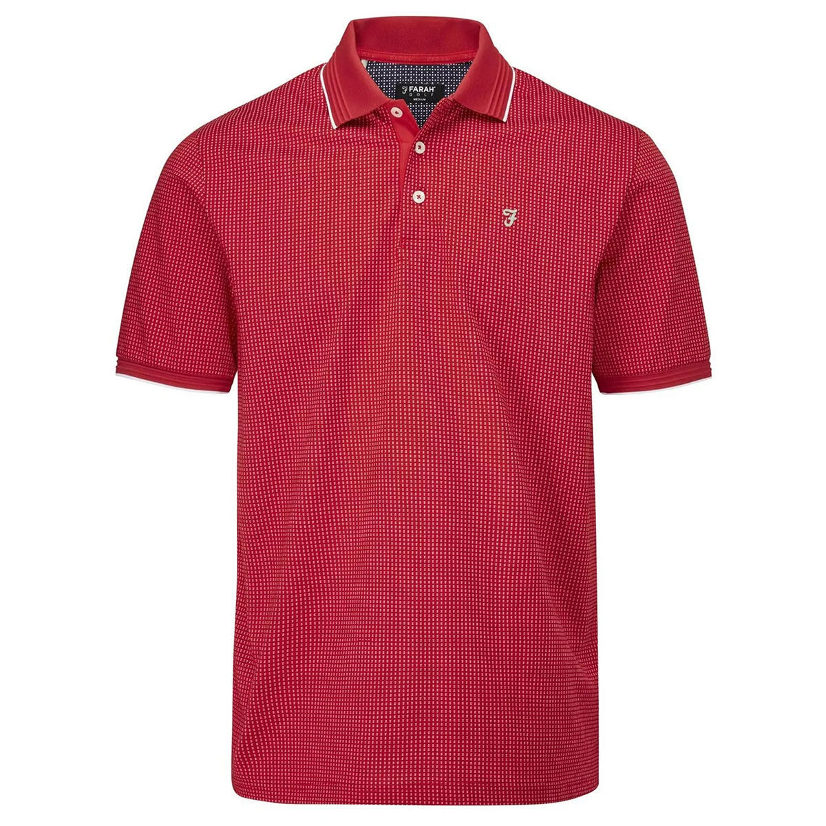 Farah Mens Red and White Dotted Ferris Golf Polo Shirt, Size: Small | American Golf