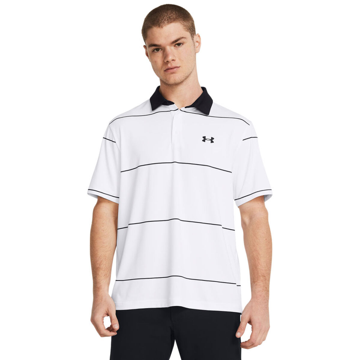 Under Armour Men’s Playoff 3.0 Club House Stripe Printed Golf Polo Shirt, Mens, White/black, Small | American Golf