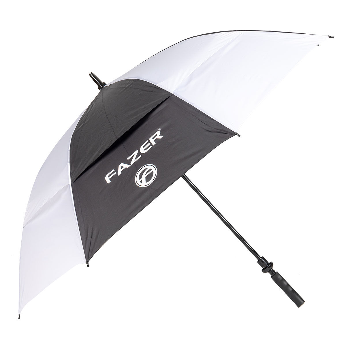 Fazer Black and White Logo Print Dual Canopy Golf Umbrella, 62" | American Golf