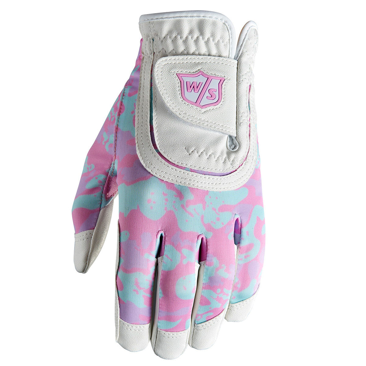 Wilson Staff Kids White And Pink Camouflage Fit All Junior Golf Glove, One Size | American Golf