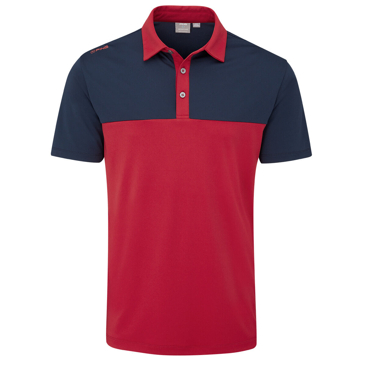 PING Men’s Bodi Panel Golf Polo Shirt, Mens, Rich red/navy, Large | American Golf