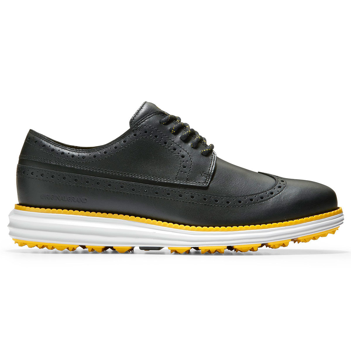 Cole Haan Mens Black and White OriginalGrand Wing Oxford Golf Shoes, Size: 7 | American Golf