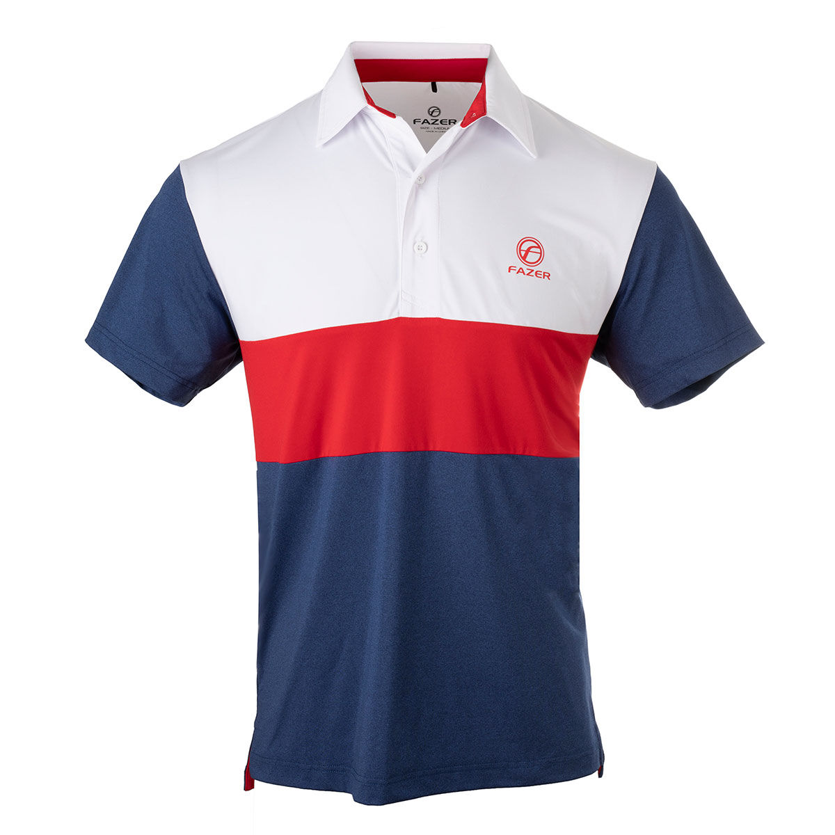 Fazer Men’s Batter Colour Golf Polo Shirt, Mens, Navy/white/red, Medium | American Golf