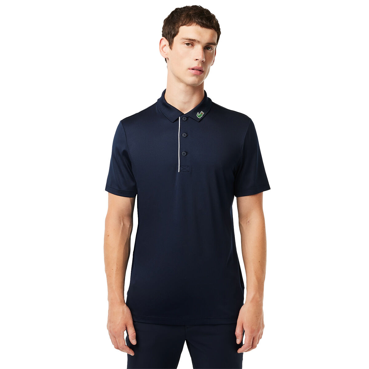Lacoste Men’s SPORT Jersey Croc Collar Golf Polo Shirt, Mens, Navy blue, Large | American Golf