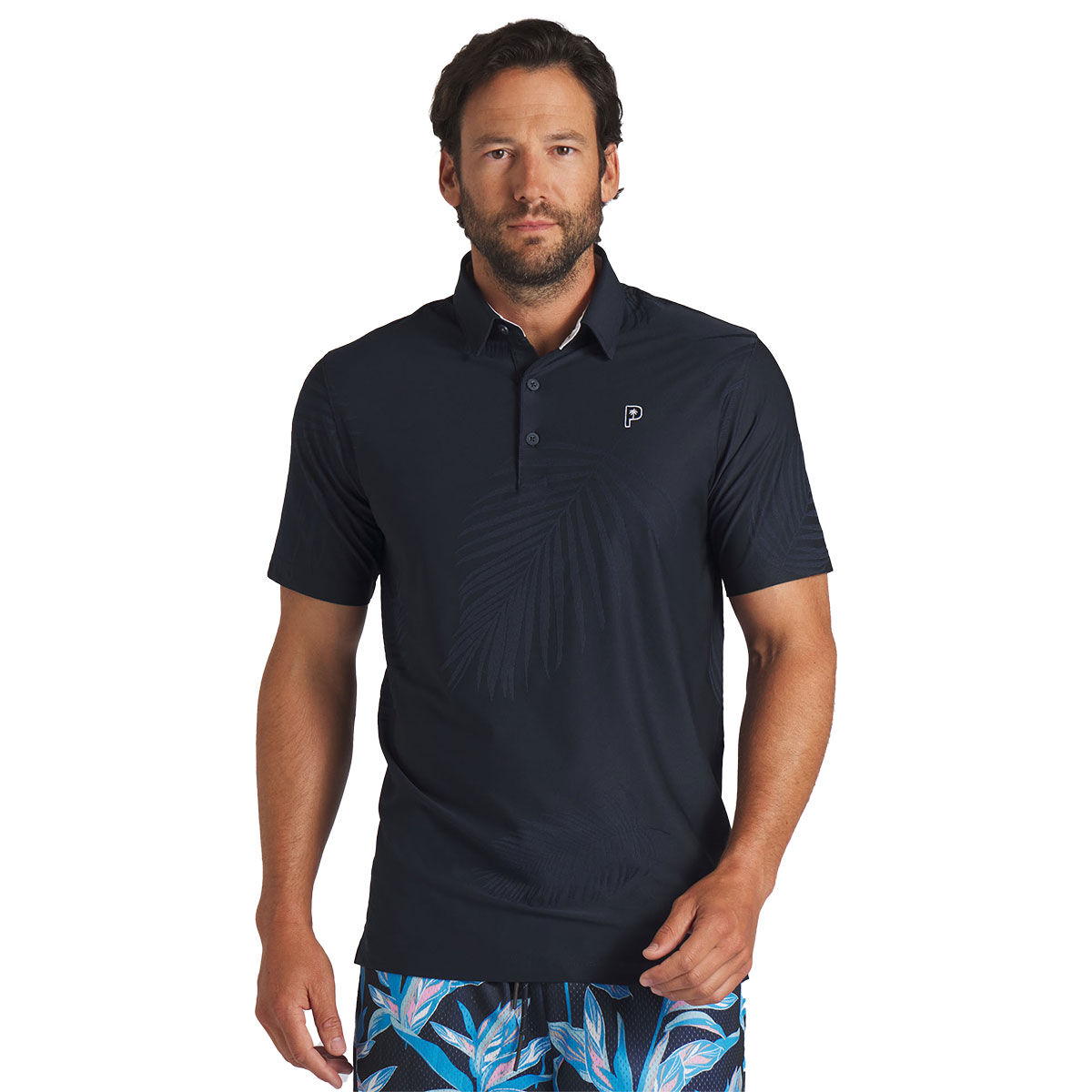 PUMA Men’s X Palm Tree Crew Jacquard Golf Polo Shirt, Mens, Deep navy, Small | American Golf