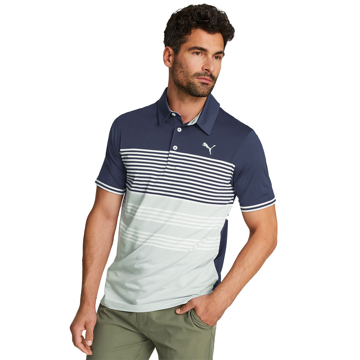 PUMA Men’s MATTR Track Golf Polo Shirt, Mens, Navy blazer/high rise, Small | American Golf