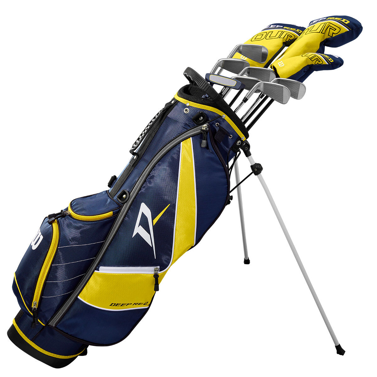 Wilson Deep Red Blue and Yellow Right Hand Golf Stand Bag Tour Teen Package Set, One Size | American Golf