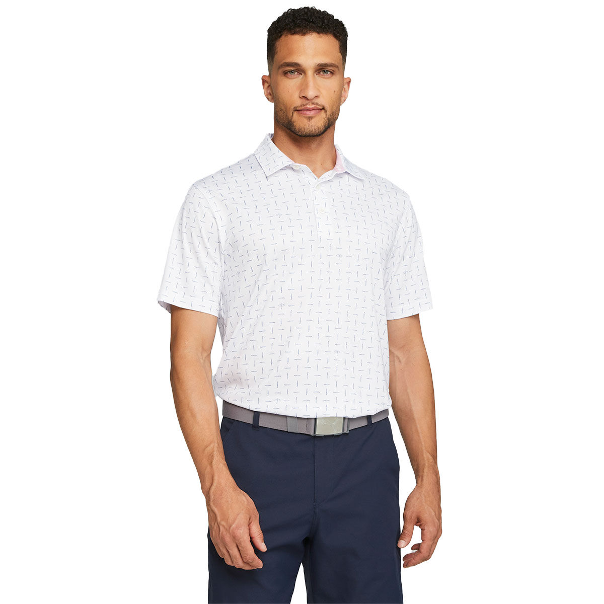 PUMA Men’s Arnold Palmer Dash Golf Polo Shirt, Mens, White glow/navy blazer, Medium | American Golf
