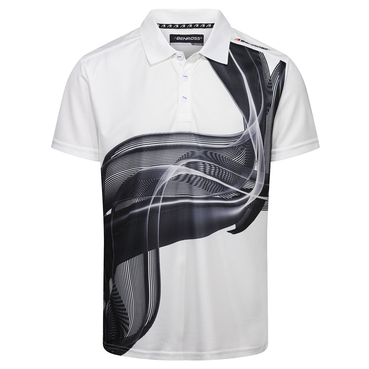 Benross Mens White and Black Lightweight Whip Golf Polo Shirt, Size: Medium | American Golf