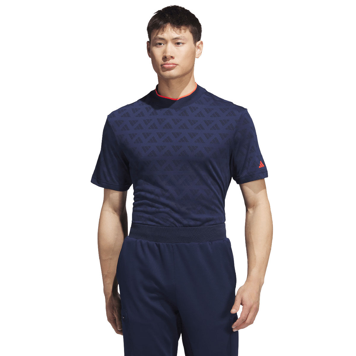 adidas Men’s Jacquard Mock Golf Polo Shirt, Mens, Black/navy, Medium | American Golf