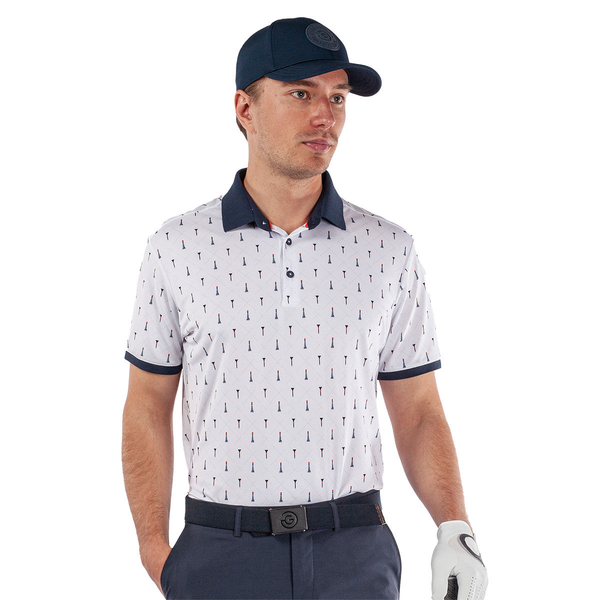 Galvin Green Men’s Manolo Golf Polo Shirt, Mens, White/navy/orange, Small | American Golf