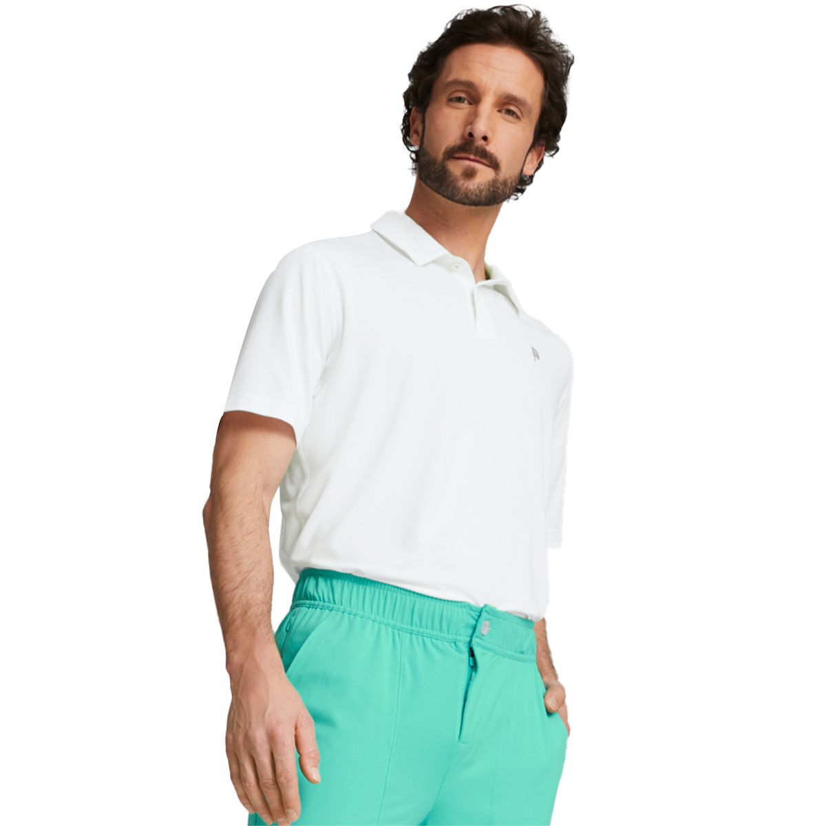 PUMA Men’s X Palm Tree Crew Golf Polo Shirt, Mens, Bright white, Large | American Golf