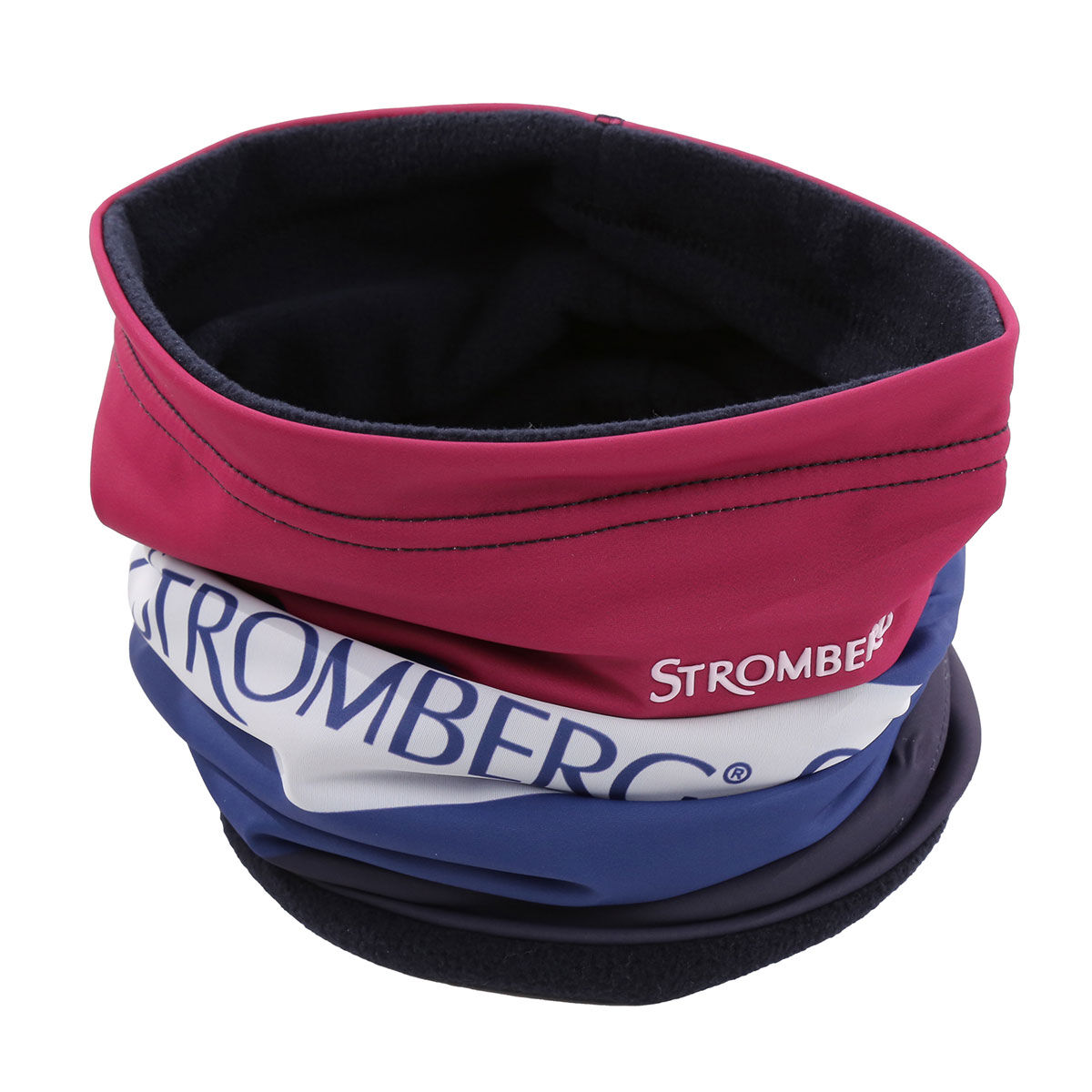 Stromberg Navy Blue and Pink Junior Striped Logo Golf Snood | American Golf, One Size