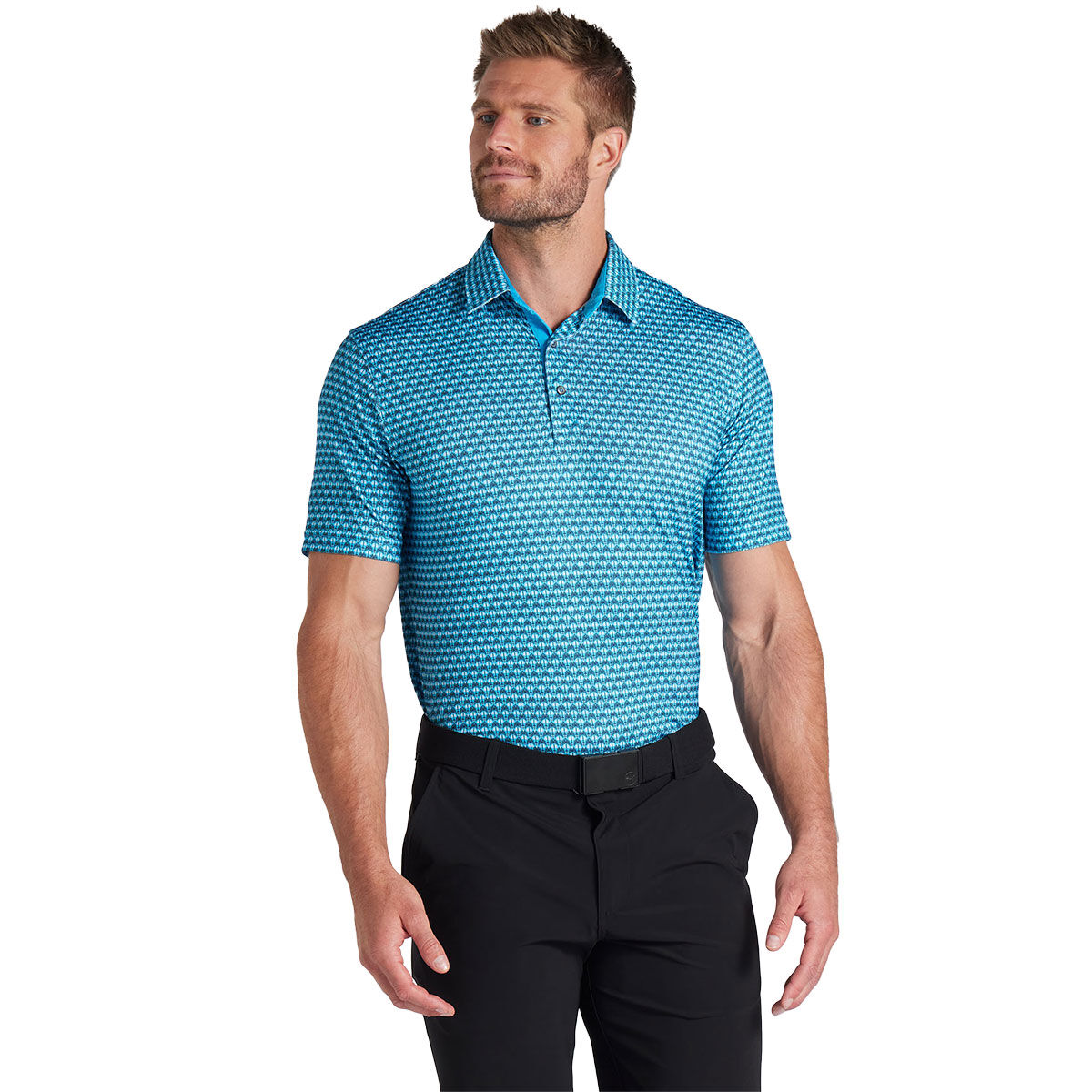 PUMA Men’s MATTR Palm Deco Golf Polo Shirt, Mens, Aqua black, Xl | American Golf
