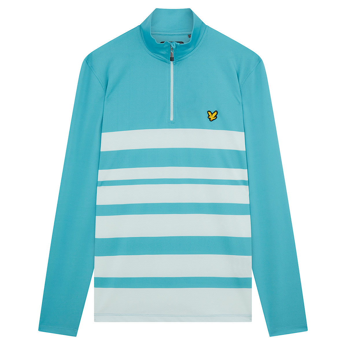 Lyle & Scott Mens Blue and White Comfortable Lightweight Wide Stripe Golf Midlayer, Size: Small| American Golf