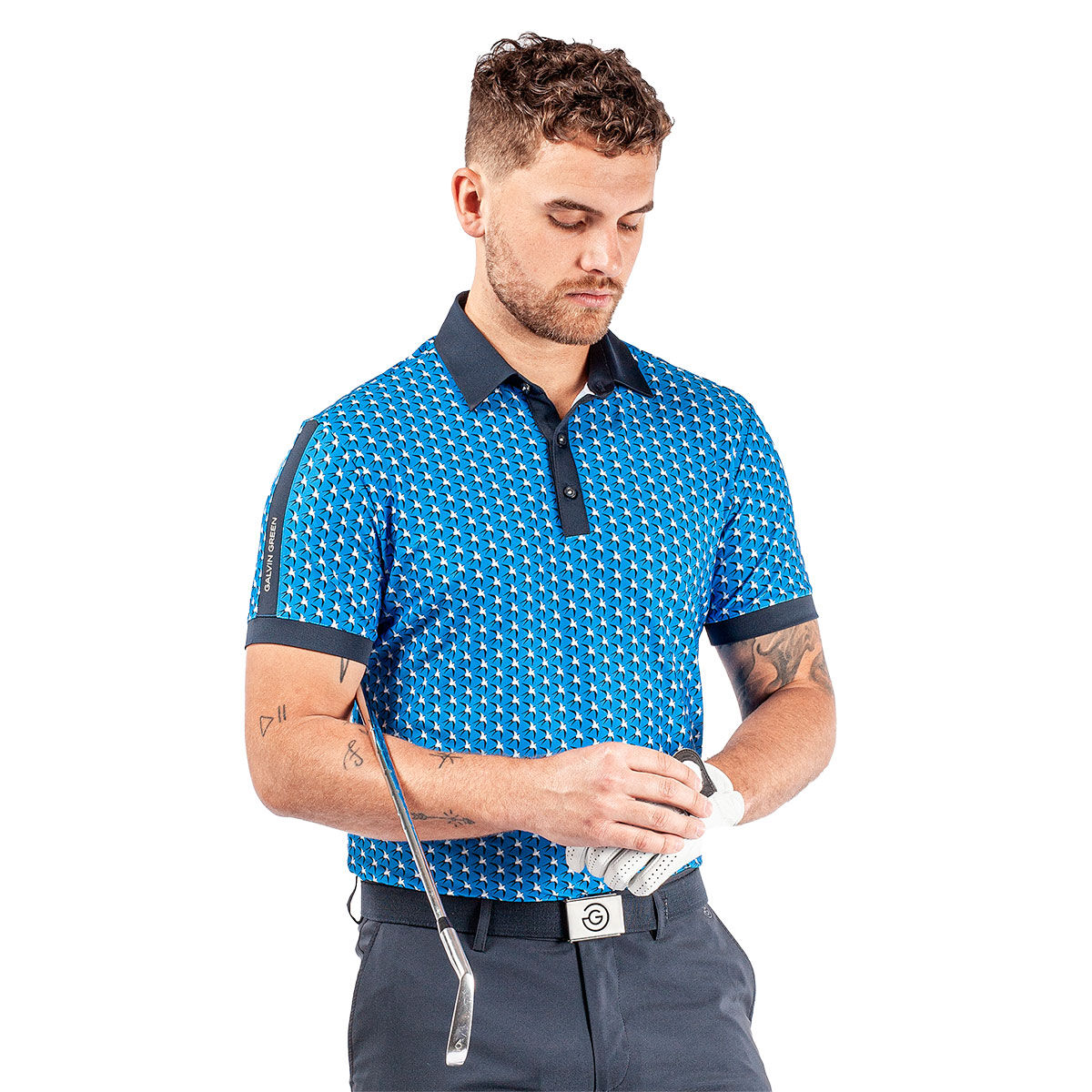 Galvin Green Men’s Malcolm Golf Polo Shirt, Mens, Blue/navy/grey, Medium | American Golf