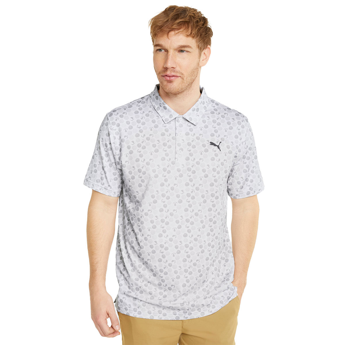 PUMA Men’s MATTR Beach Trip Stretch Golf Polo Shirt, Mens, Bright white/quiet shade, Large | American Golf