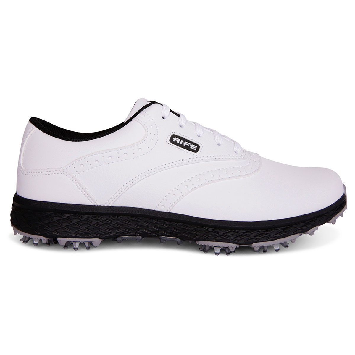 Rife Men’s RF-09 Delta Waterproof Spiked Golf Shoes, Mens, White/black/silver, 7 | American Golf