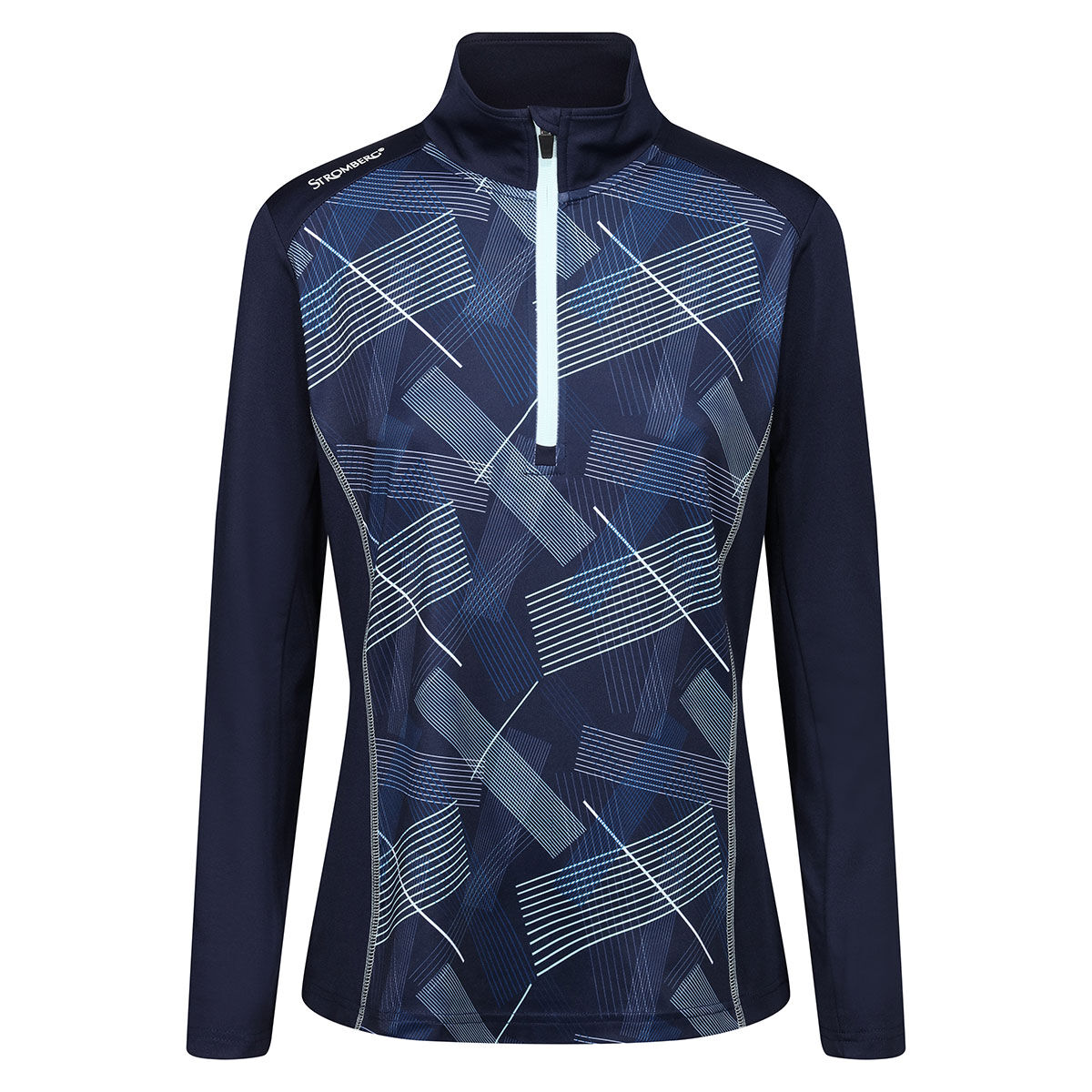 Stromberg Navy Blue and White Floral Carly Half Zip Golf Midlayer, Size: 16 | American Golf