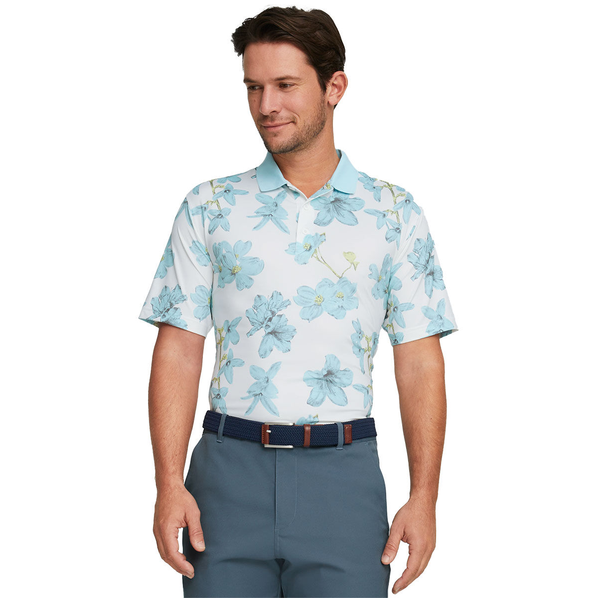 PUMA Men’s MATTR Verdant Golf Polo Shirt, Mens, White/aqua, Small | American Golf