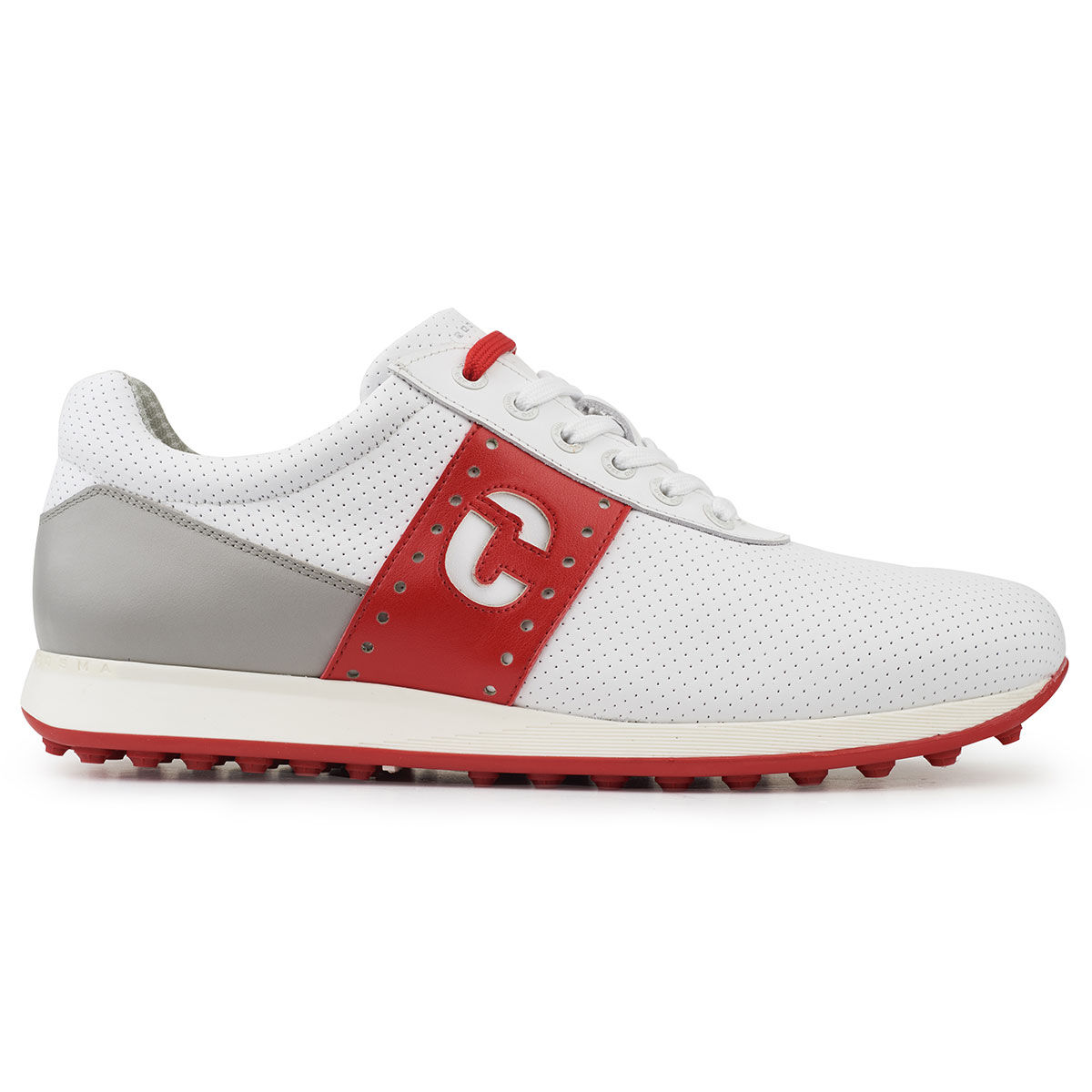 Duca Del Cosma Men’s Belair Waterproof Spikeless Golf Shoes, Mens, White/grey/red, 12 | American Golf