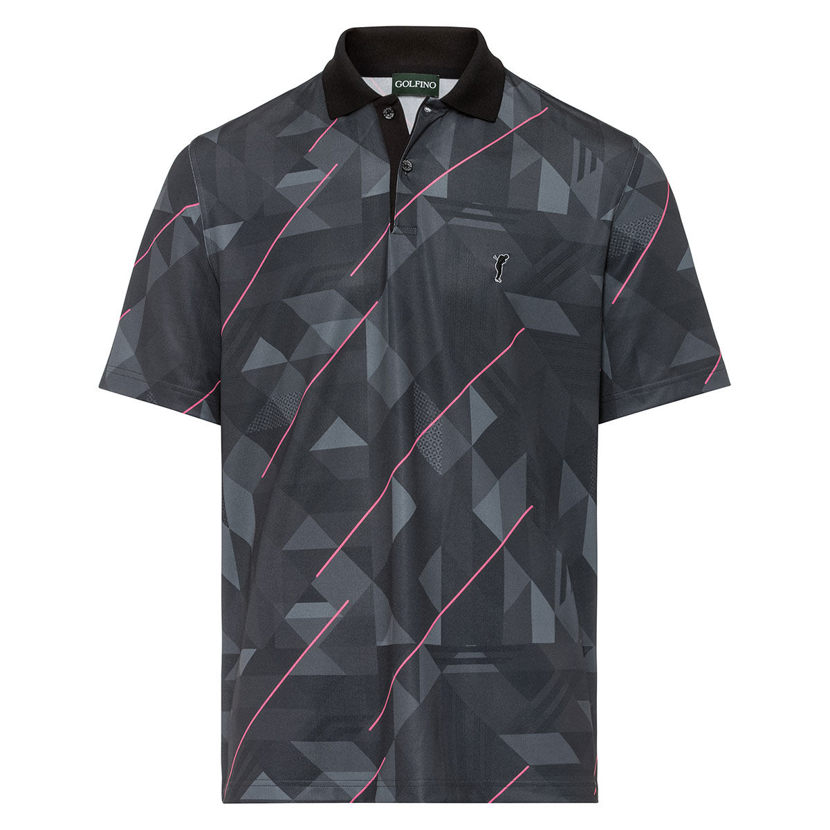 GOLFINO Black and Pink Stylish Print Golf Polo Shirt, Size: Small | American Golf