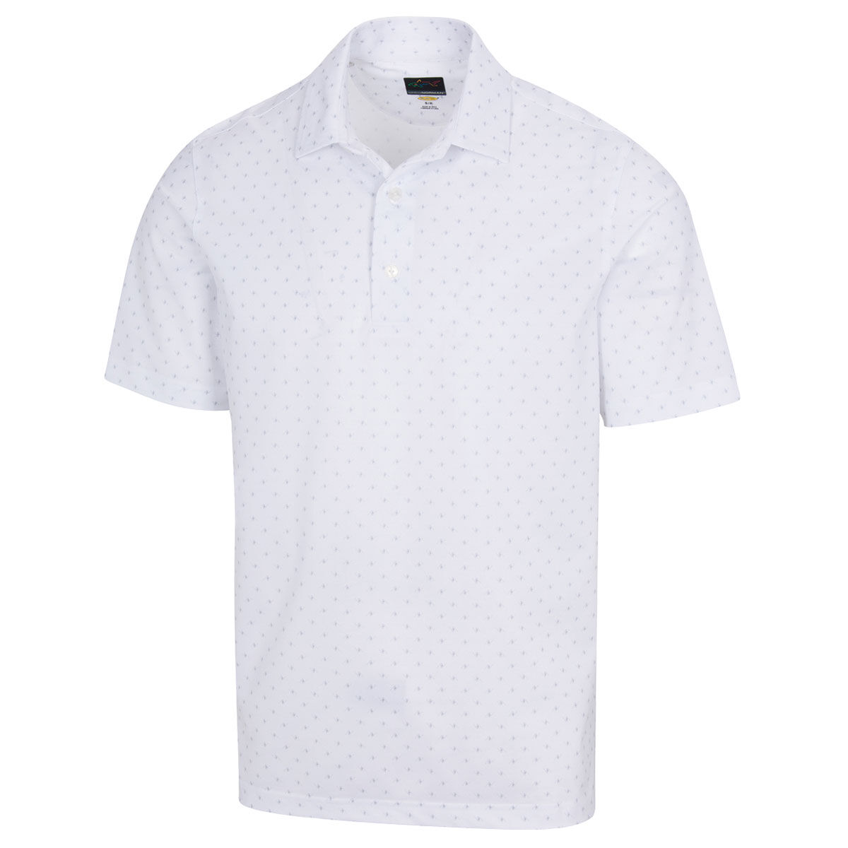 Greg Norman Men’s White Freedom Micro Pique Spinner Print Golf Polo Shirt, Size: Medium | American Golf