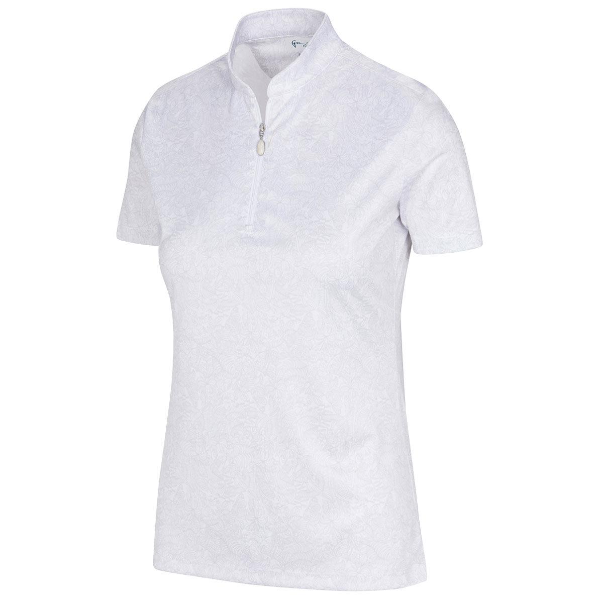 Greg Norman Womens Tropical Menagerie Zip Golf Polo Shirt, Female, White, Xs | American Golf