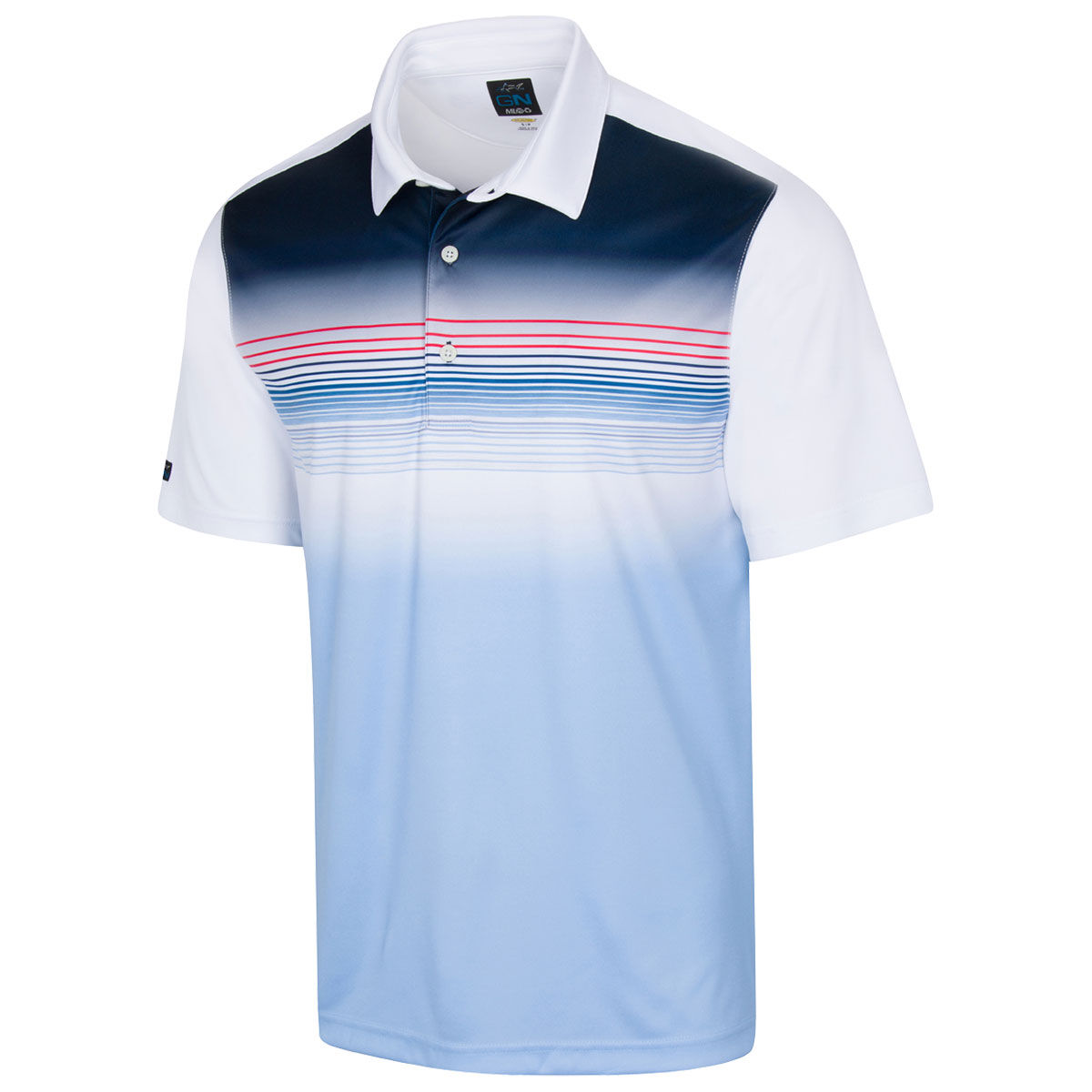 Greg Norman Men’s Navy Blue Comfortable Striped Americana ML75 Golf Polo Shirt, Size: M | American Golf