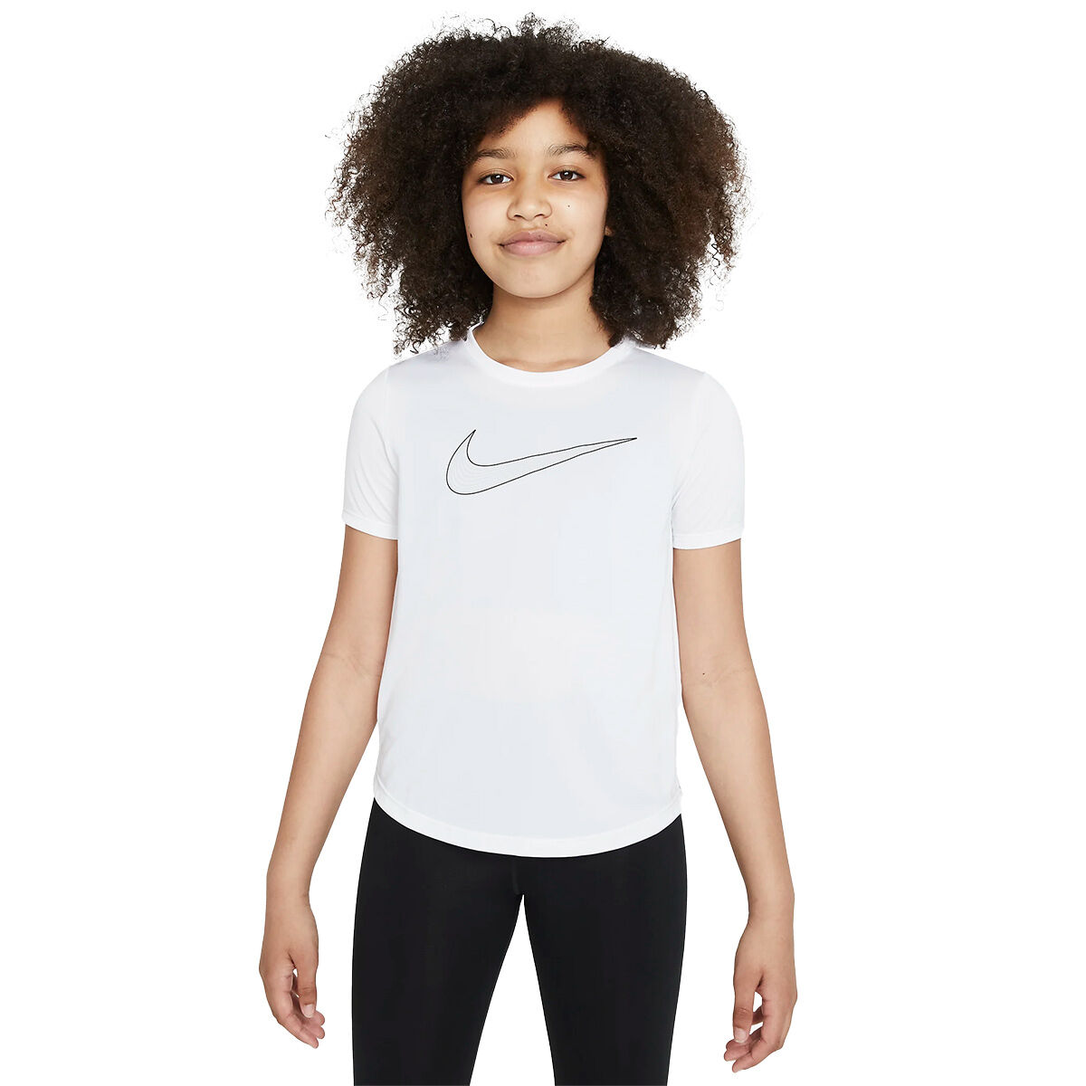 Nike Junior Girls One Golf T-Shirt, Unisex, White/black, 8-10years | American Golf