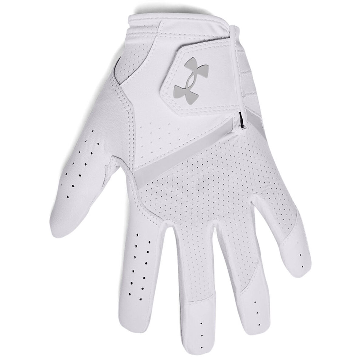 Under Armour Womens White, Halo Grey Iso-Chill Golf Glove, Female, Left Hand, Medium, Size: Medium | American Golf