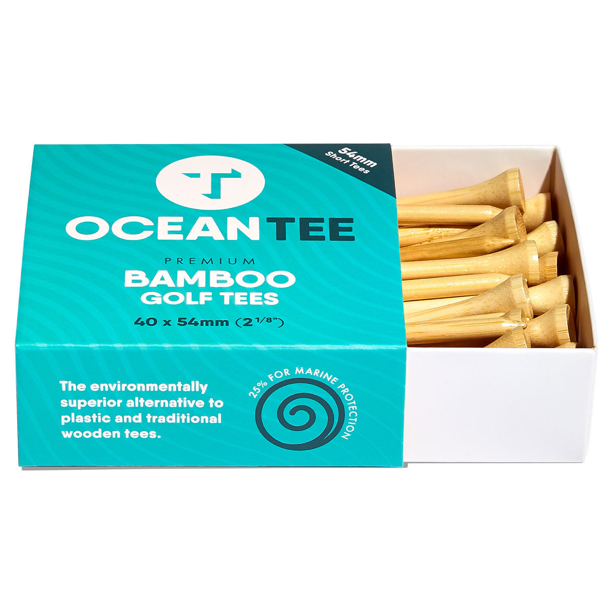 Ocean Tee Brown Pack of 40 Bamboo Tees, Size: 54mm | American Golf