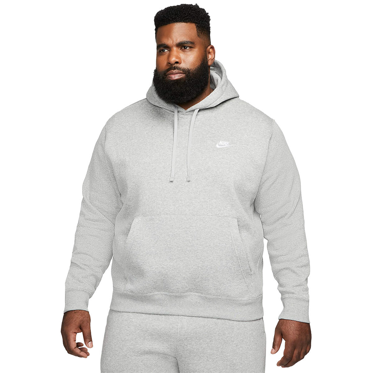 Nike Men’s Sportwear Club Fleece Golf Hoodie, Mens, Grey heather/matte silver/wht, Large | American Golf