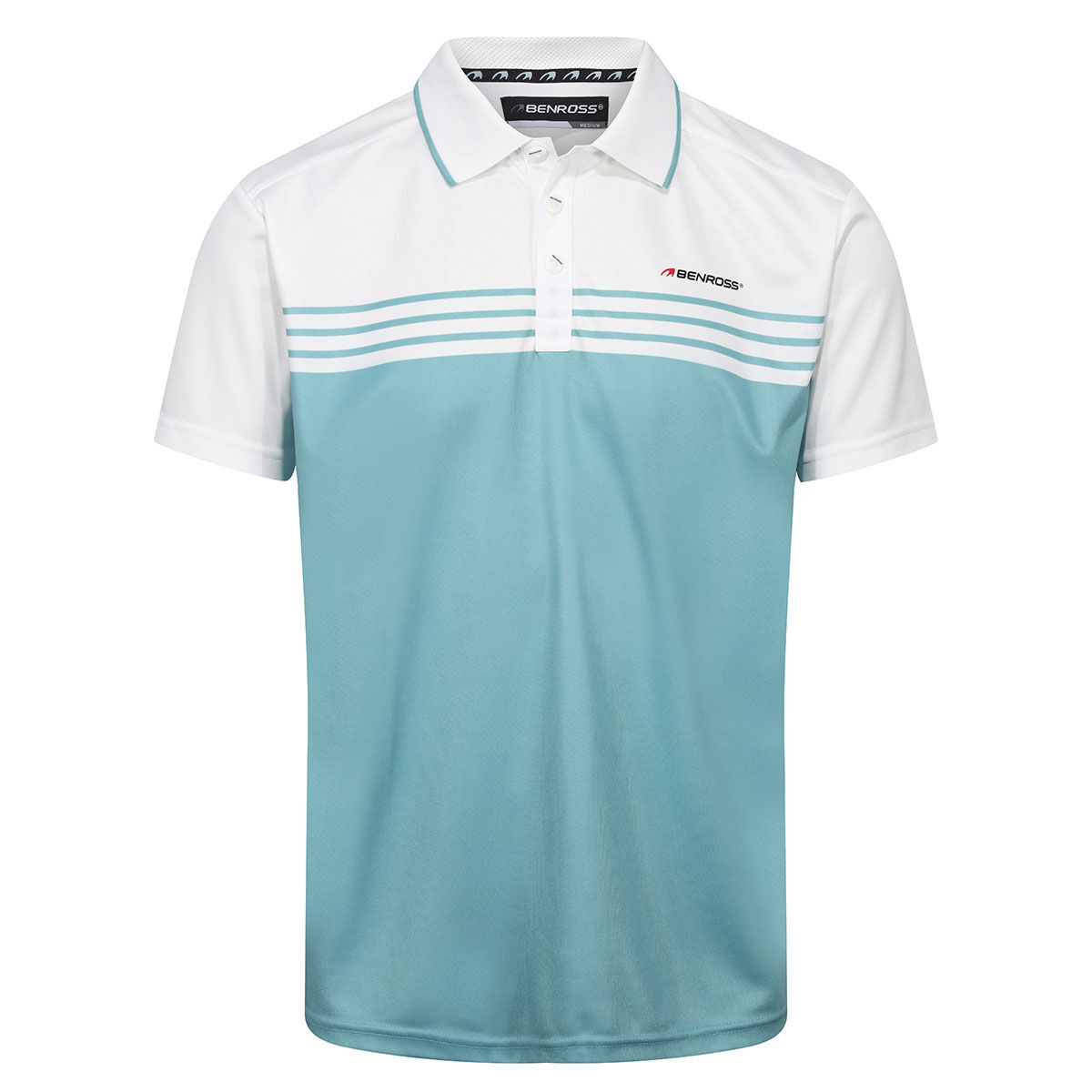 Benross Men’s Colour Stripe Stretch Golf Polo Shirt, Mens, White/porcelain, Small | American Golf