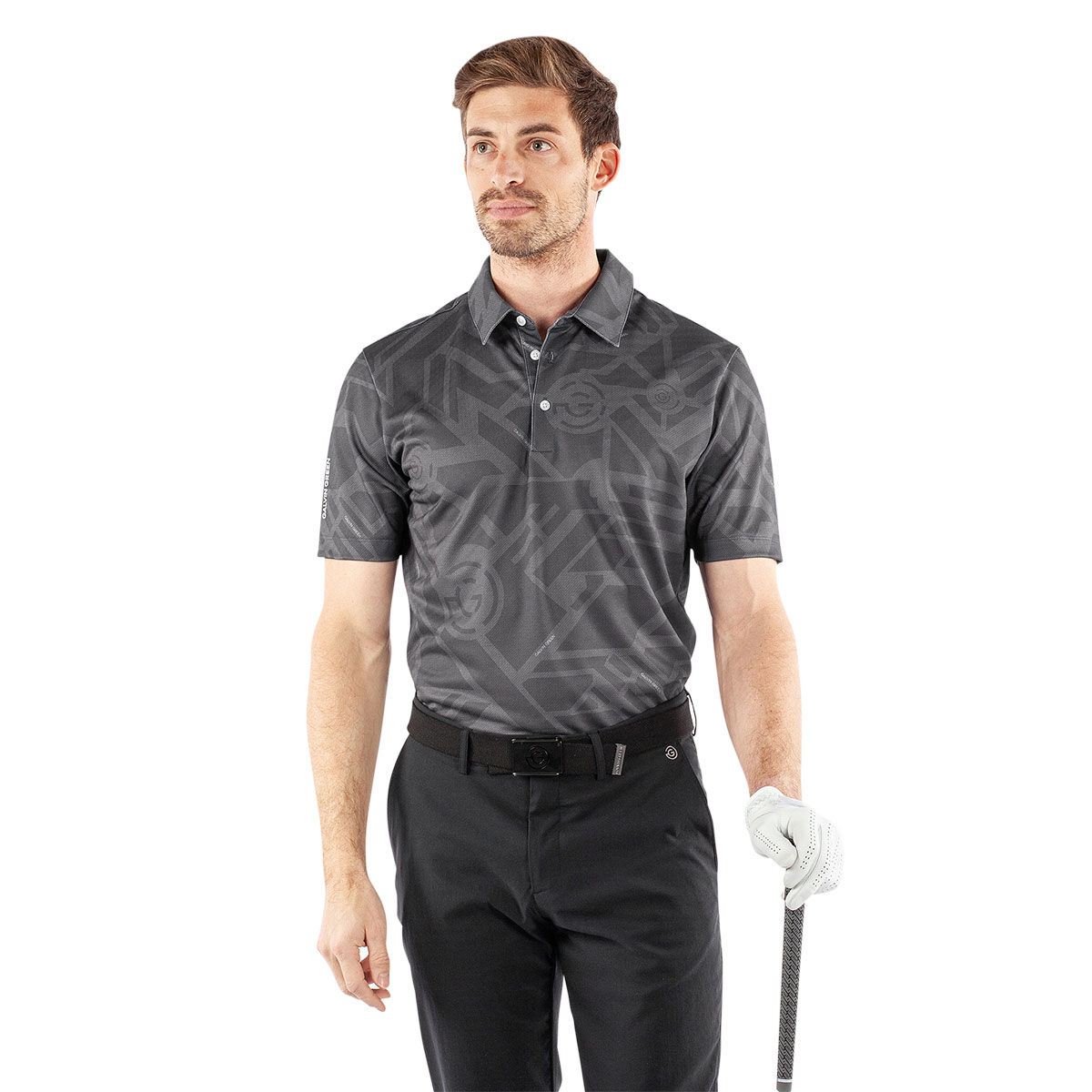Galvin Green Men’s Maze Golf Polo Shirt, Mens, Black, Medium | American Golf