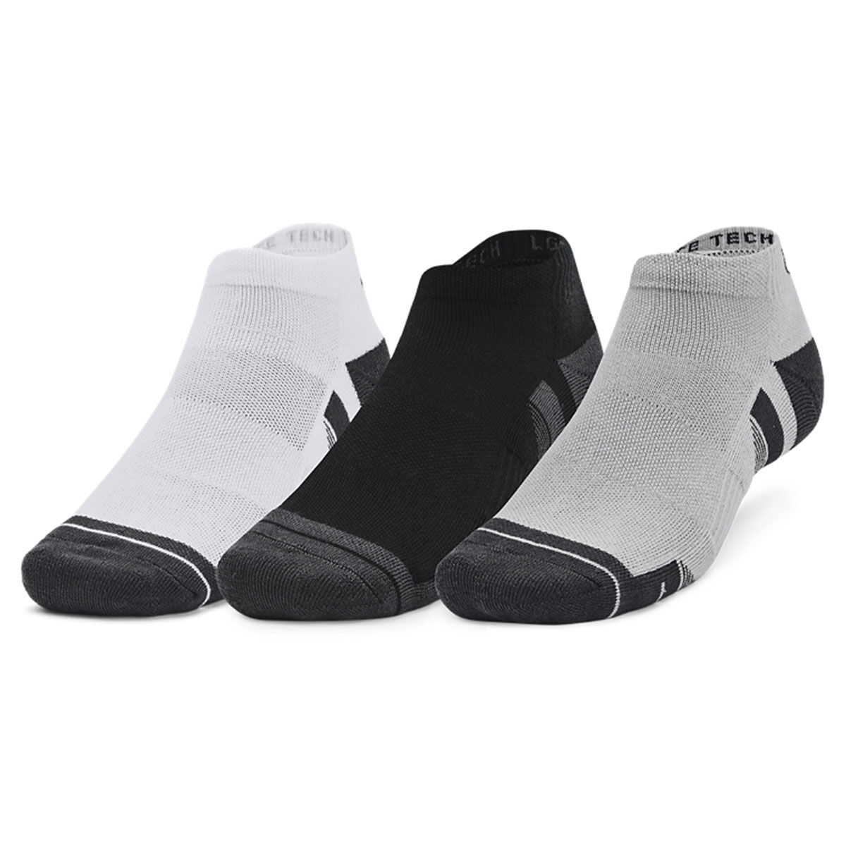 Under Armour Men’s Performance Tech Low Cut 3 Pair Pack Golf Socks, Mens, Mod gray/white, Large/xl | American Golf