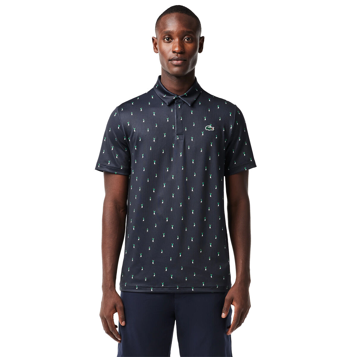 Lacoste Men’s All-Over Print Golf Polo Shirt, Mens, Navy blue, Large | American Golf