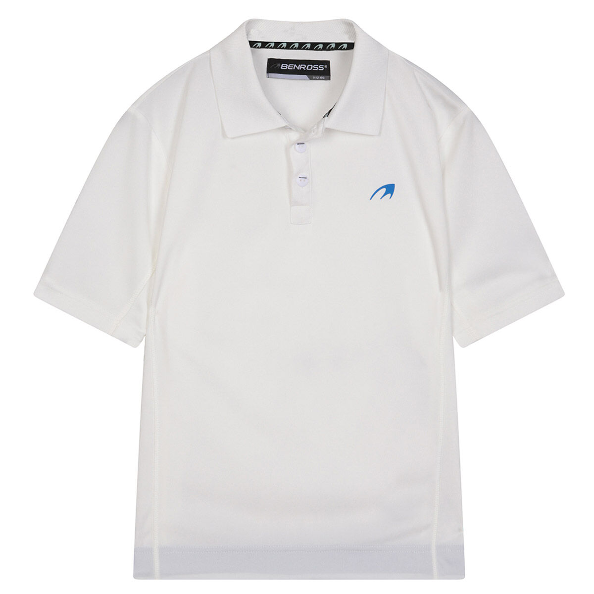 Benross Kids White Lightweight Side Logo Junior Golf Polo Shirt, Size: 11-12 Years | American Golf