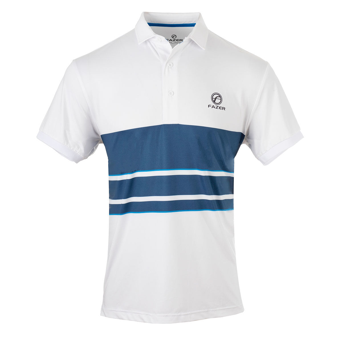 Fazer Men’s Endo Chest Stripe Golf Polo Shirt, Mens, White/navy, Small | American Golf