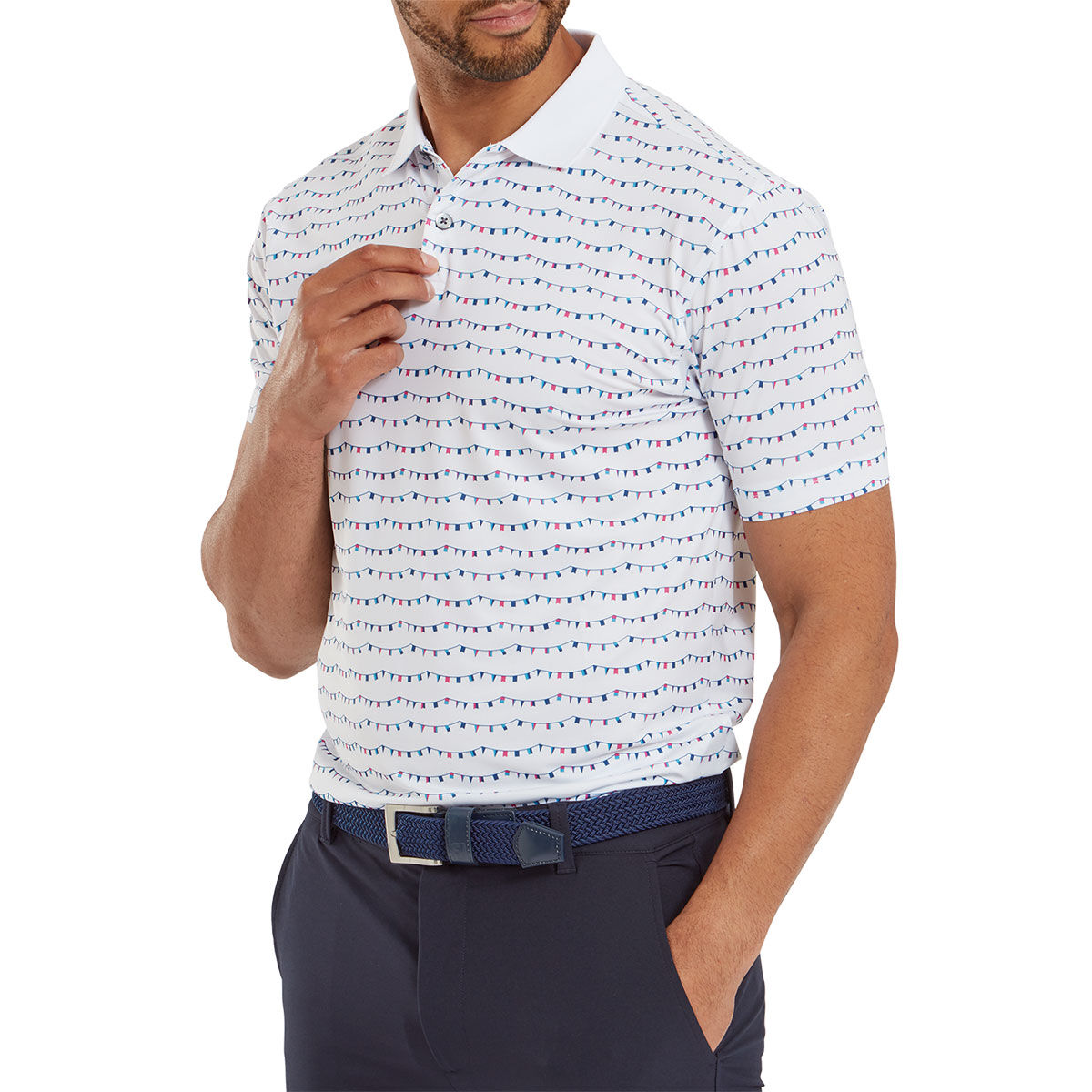 FootJoy Men’s Golf Course Doodle Pique Golf Polo Shirt, Mens, White, Xxl | American Golf