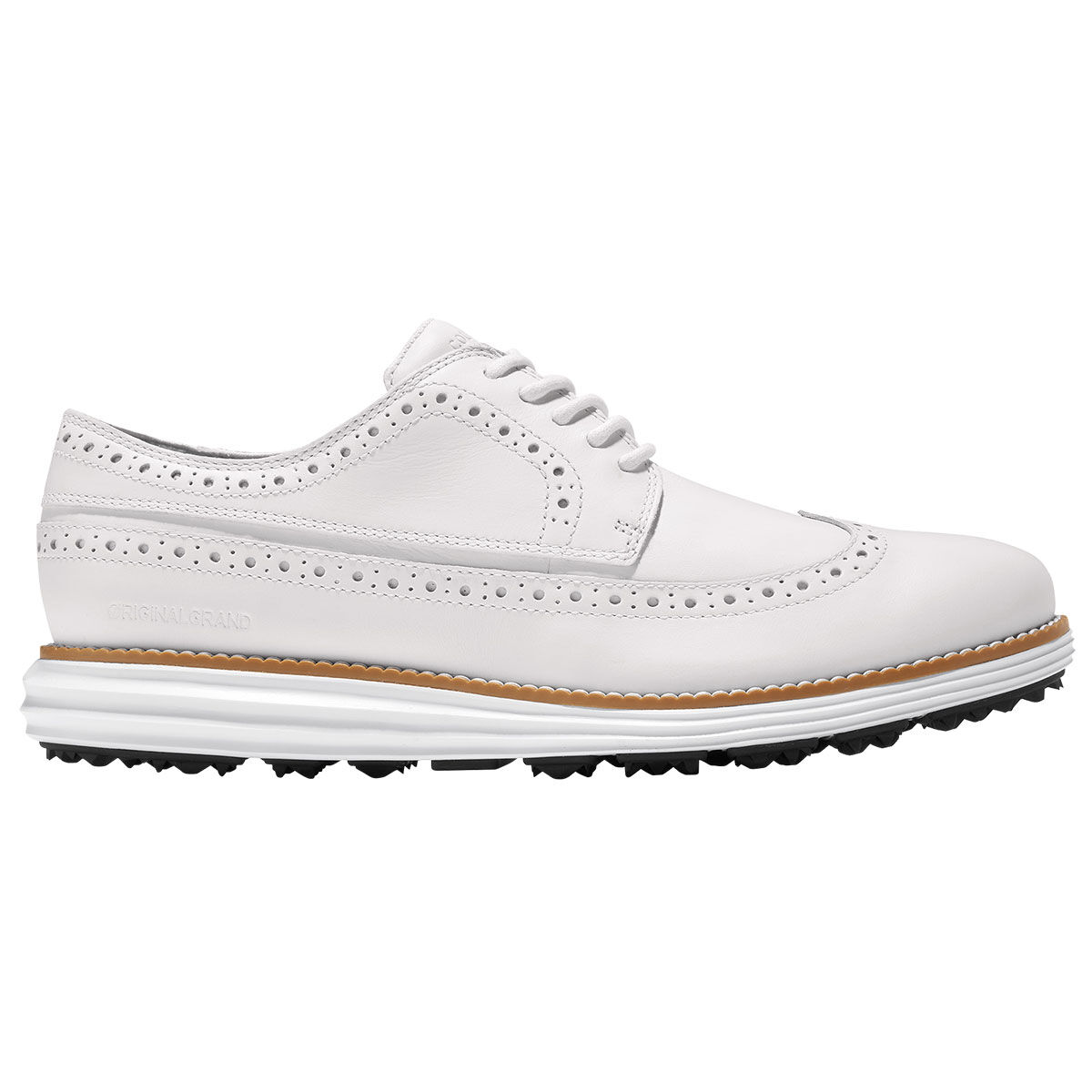 Cole Haan Men’s White and Brown OG Longwing Oxford Spikeless Golf Shoes, Size: 8 | American Golf