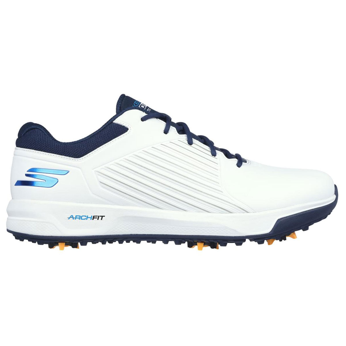 Skechers Men’s GO GOLF Elite Vortex Waterproof Spiked Golf Shoes, Mens, White/navy, 11 | American Golf