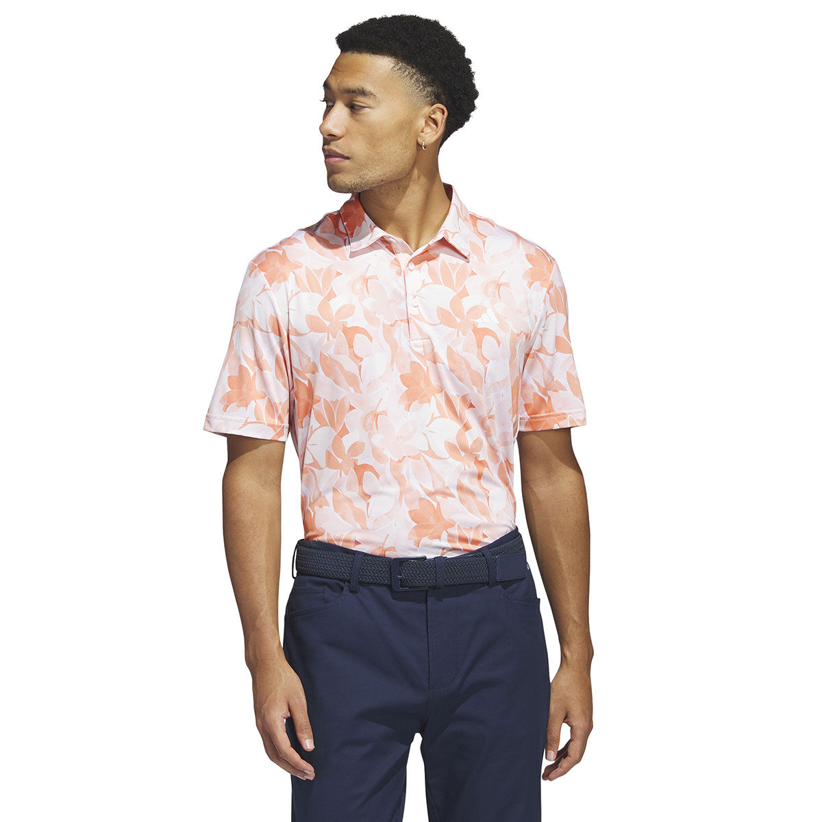 adidas Men’s Floral Golf Polo Shirt, Mens, Coral fusion white, Small | American Golf