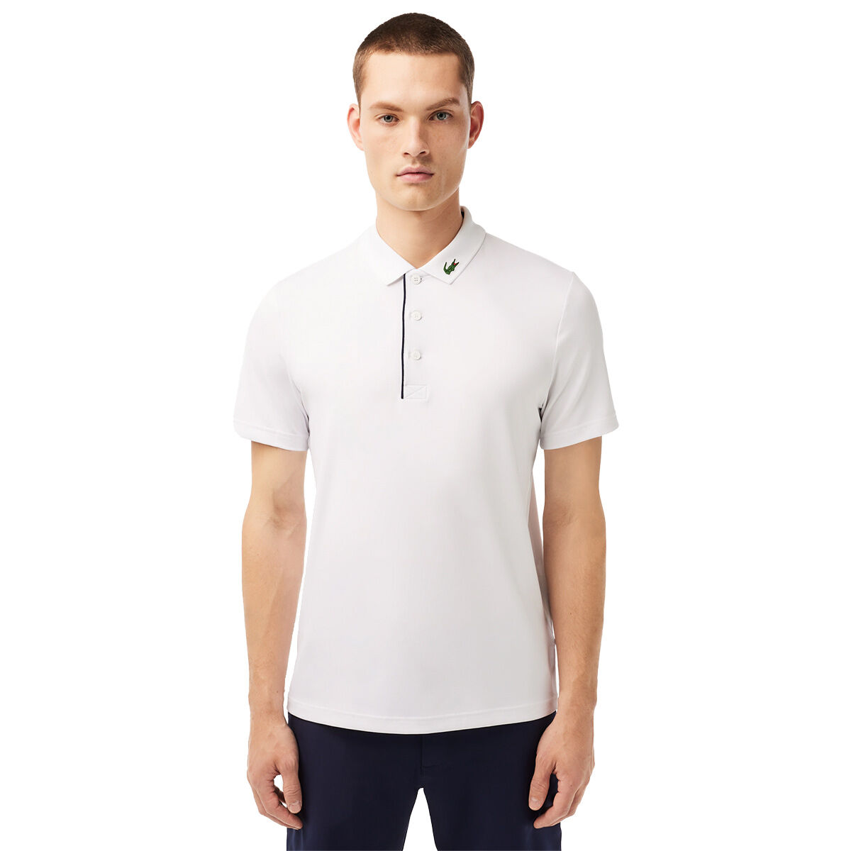 Lacoste Men’s SPORT Jersey Croc Collar Golf Polo Shirt, Mens, White, Large | American Golf