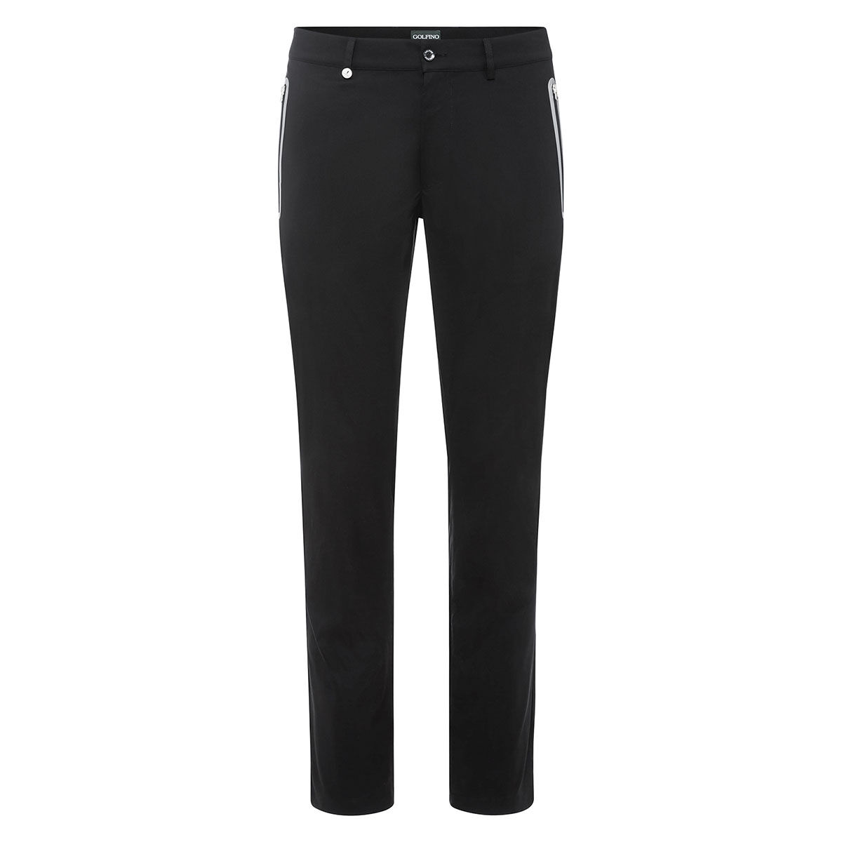 GOLFINO Black Reflective Piping Zip Pocket Golf Trousers, Size: 36 | American Golf