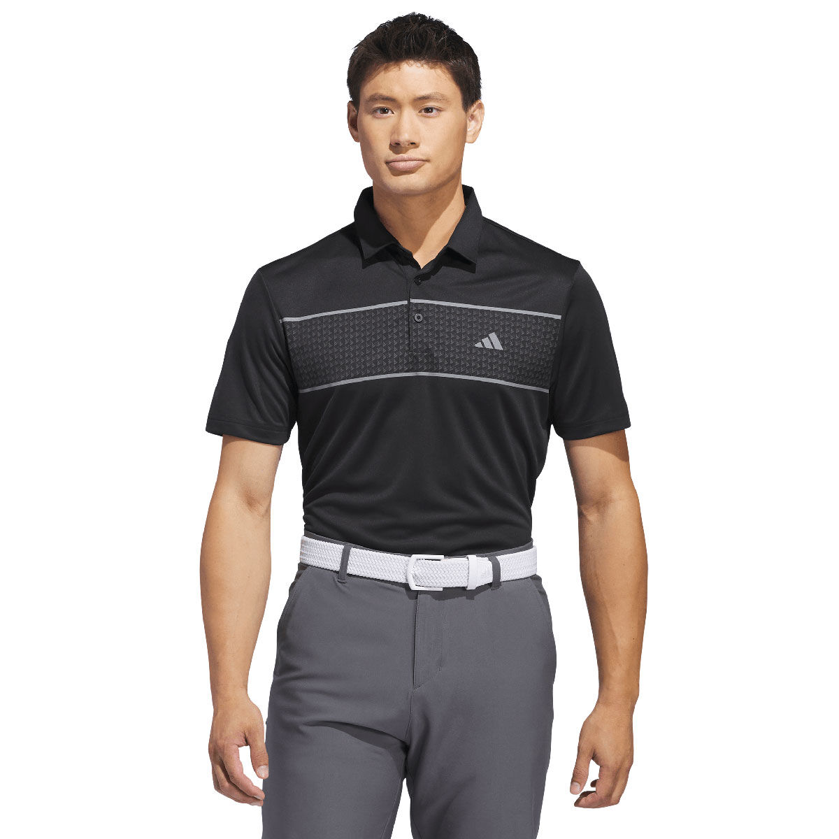 adidas Men’s Core Chest Stripe Golf Polo Shirt, Mens, Black, Small | American Golf