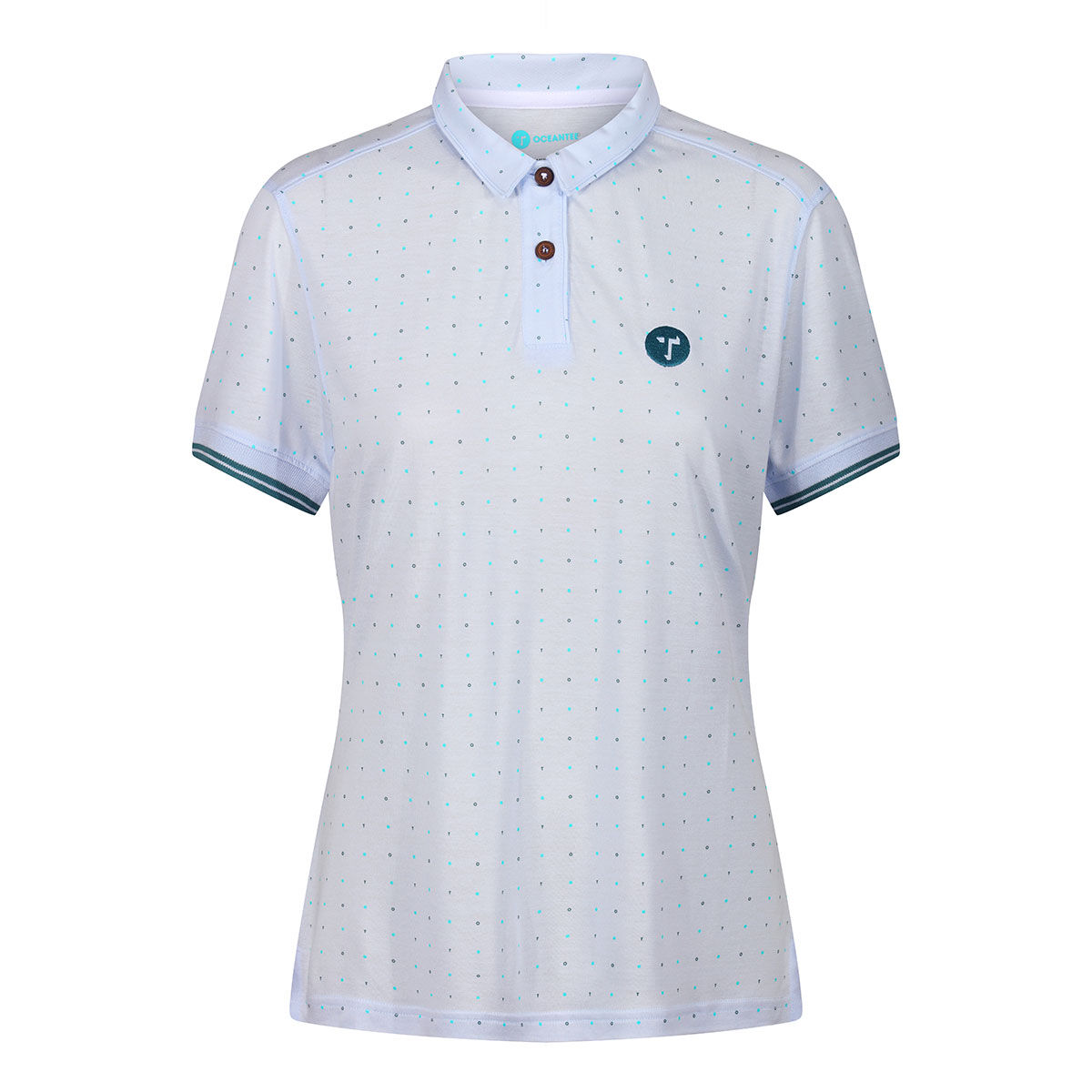 Ocean Tee Stromberg OCEANTEE Repeat Print Womens Golf Polo Shirt, Female, Sky heather blue, Large | American Golf